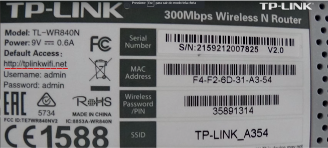 192.168.1.1 - Login e Configuração do Roteador Wi-Fi Imagem mostra dados de login do roteador da tp-link