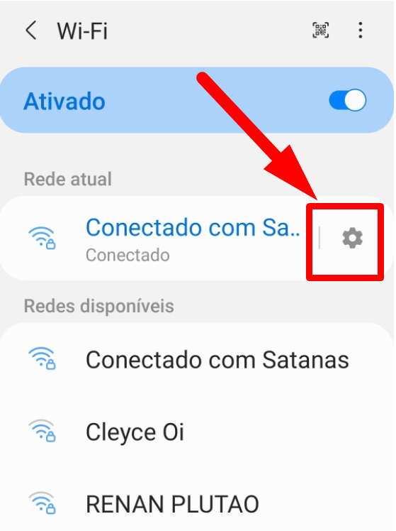 192.168.0.1 - Login Admin do Roteador Wi-Fi Foto mostra várias redes wi-fi e destaca uma roldana ao lado da conexão ativa