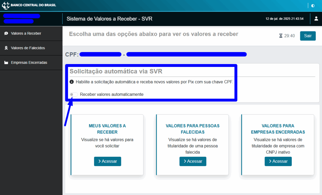 Solicitação automática via SVR